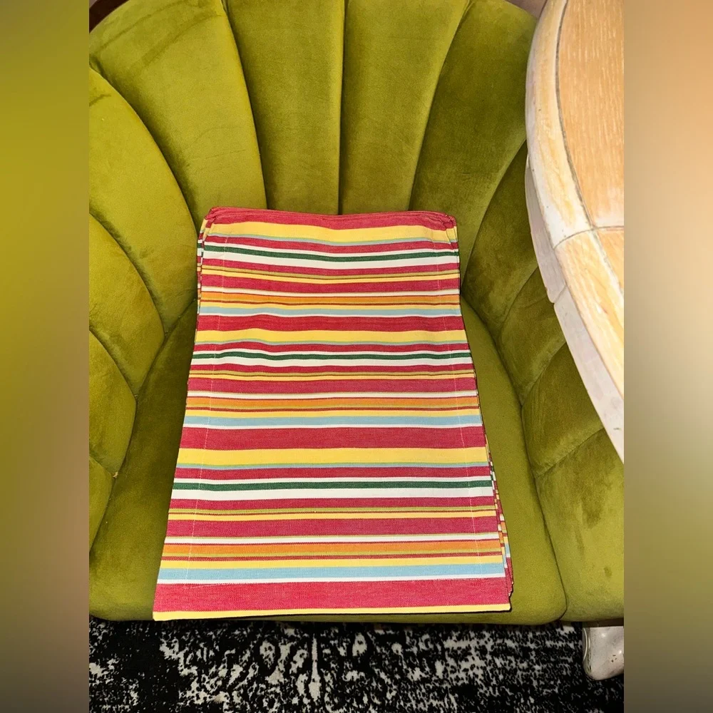 🎄Ready To Gift Danica Artisan Made In India Country Style Striped Dinner Mats.🎄